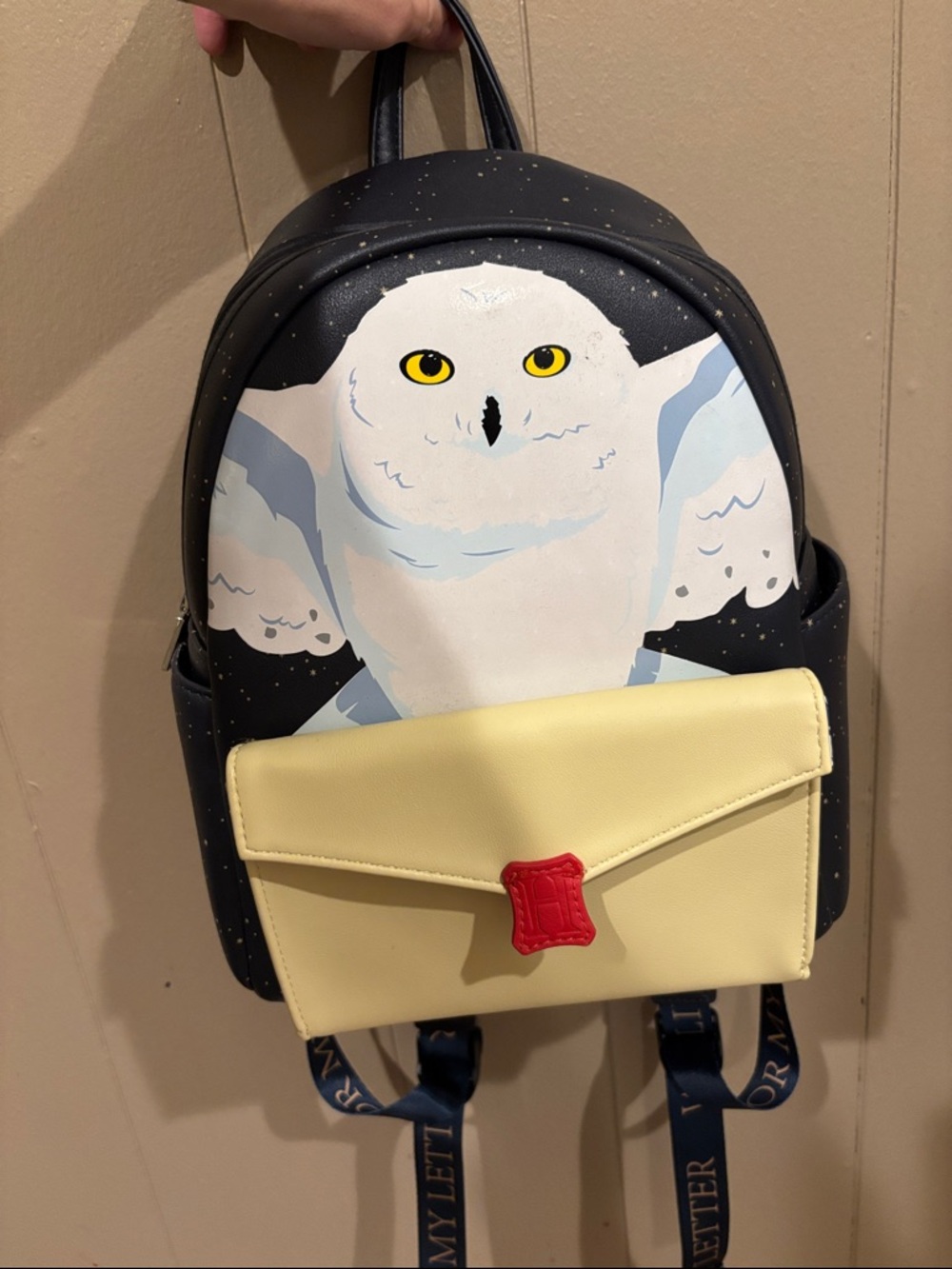 Harry Potter Snowy Owl Print Navy & Cream Backpack